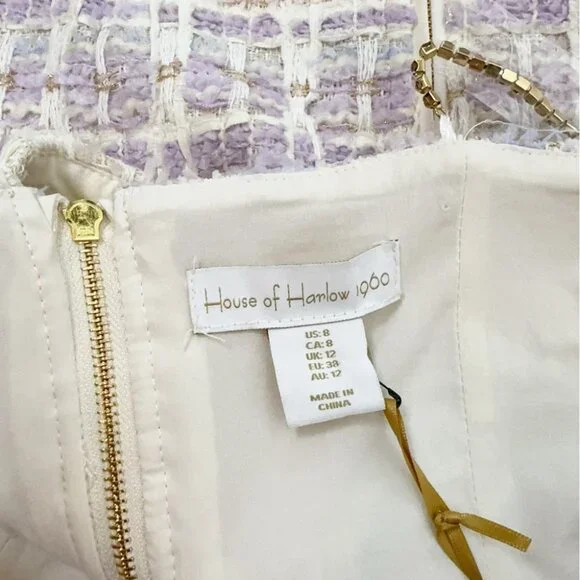 NWT House of Harlow 1960 Tweed Crop Top and Mini Skirt Set - Picture 9 of 12